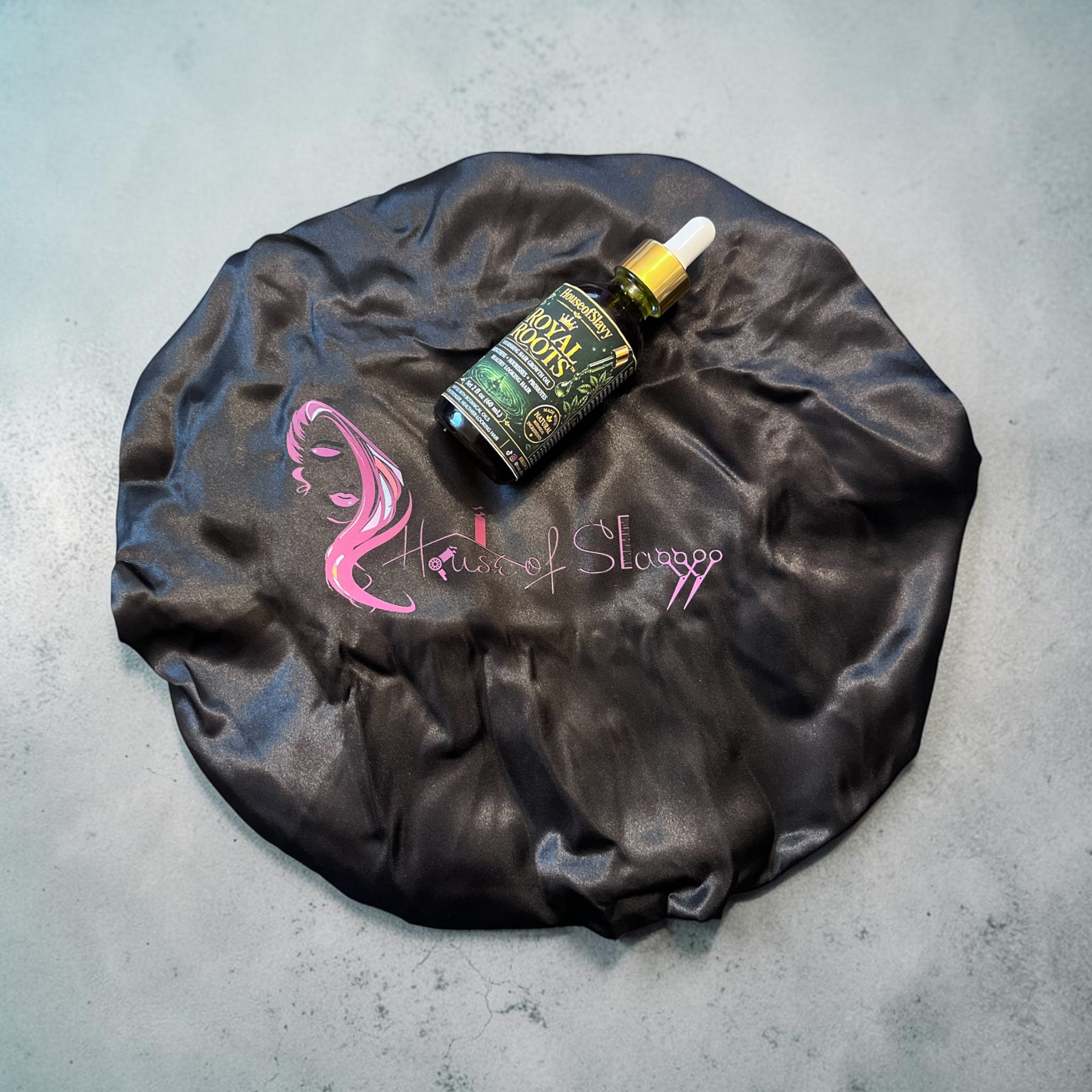 The Root & Crown Set (2oz Hair Oil & Signature Logo Bonnet Design)